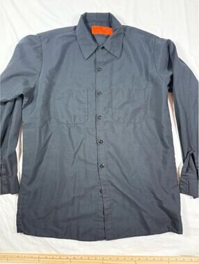 Red Kap Men's Long Sleeve Work Shirt Black Size Large